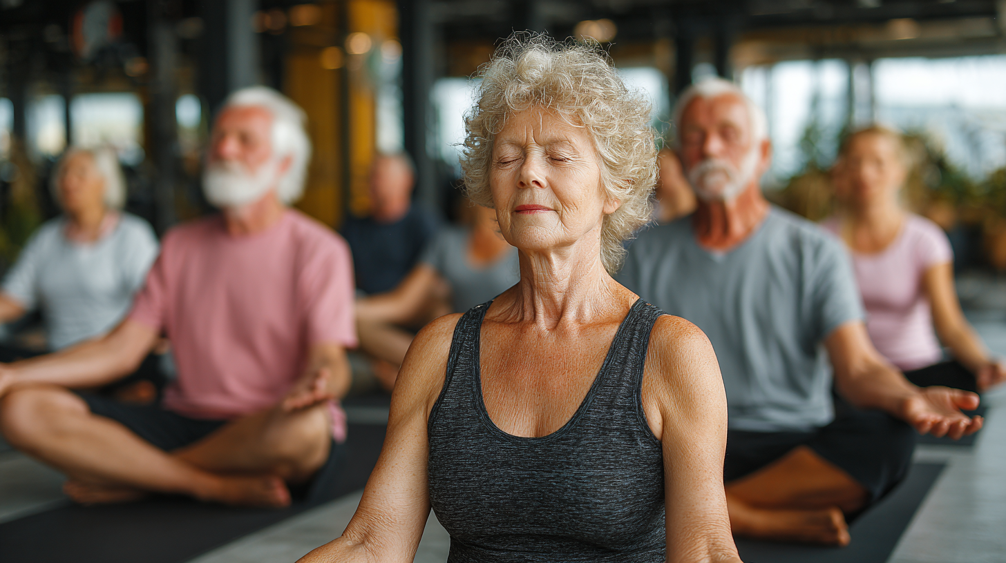 Групові заняття йогою для людей зрілого віку